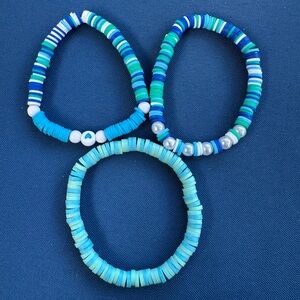 Blue and White Kids and Women Beaded Bracelets Set